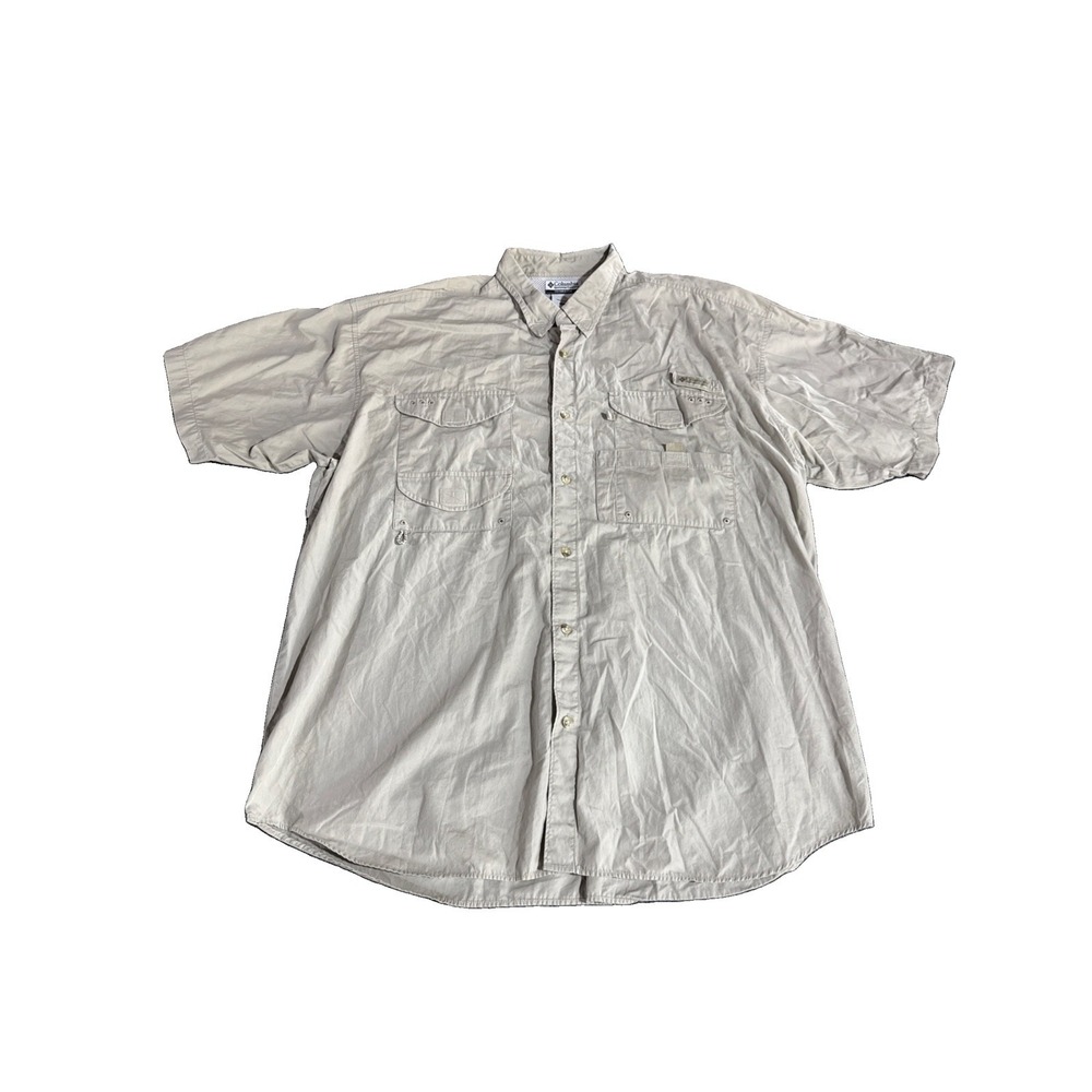 COLUMBIA PFG Shirt Men 2XL Short Sleeve Button Up Cotton Fishing